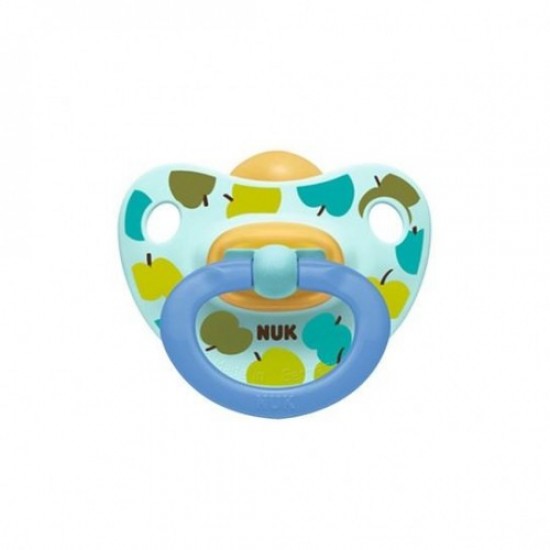 Nuk Classic Happy Kids Ορθοντική Πιπίλα LATEX 6-18M Σιέλ/Μήλα 1τμχ