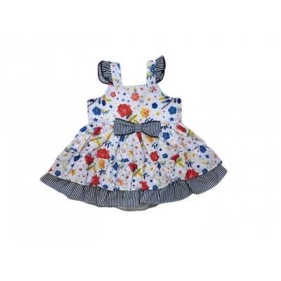 Βρεφικό κοριτσίστικο φλοραλ φόρεμα flower Blue Stripes Flower