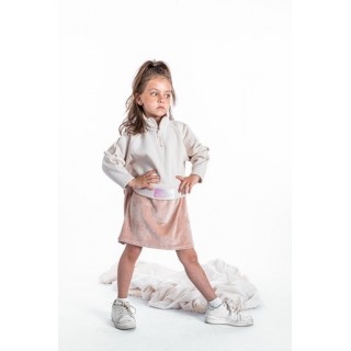 Παιδικό κοριτσίστικο φόρεμα φούτερ με βελουτέ και φερμουάρ στο πλάι