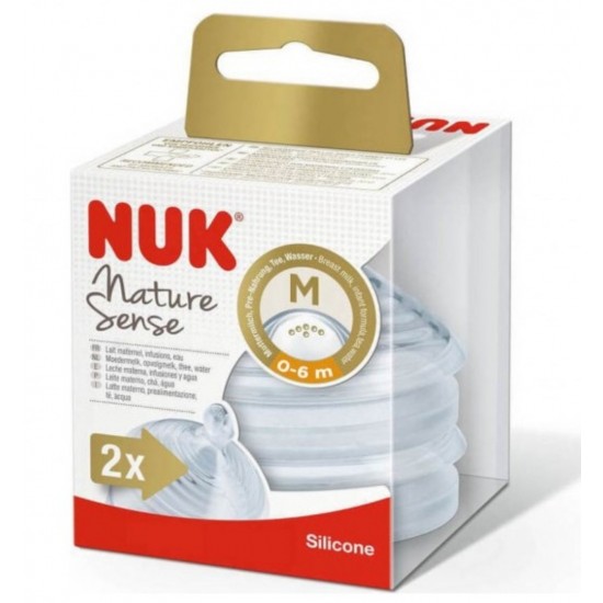 Nuk Nature Sense Θηλή Σιλικόνης Medium 0-6m 2τμχ