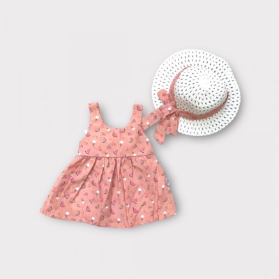 Βρεφικό κοριτσίστικο φόρεμα με καπέλο- Pink Watermelon.
