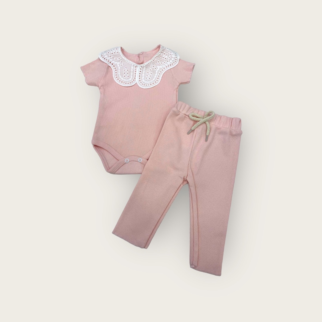 Βρεφικό κοριτσίστικο σετ rib Pink.
