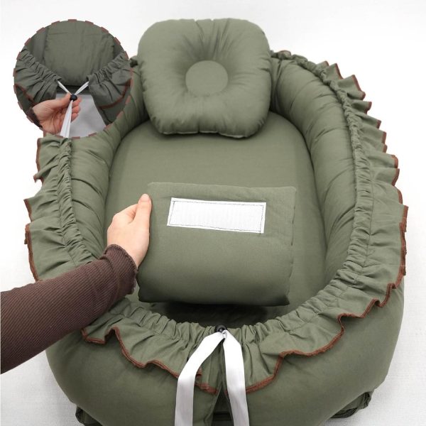 Βρεφική φωλιά Mordesign με βολάν Khaki - Image 3