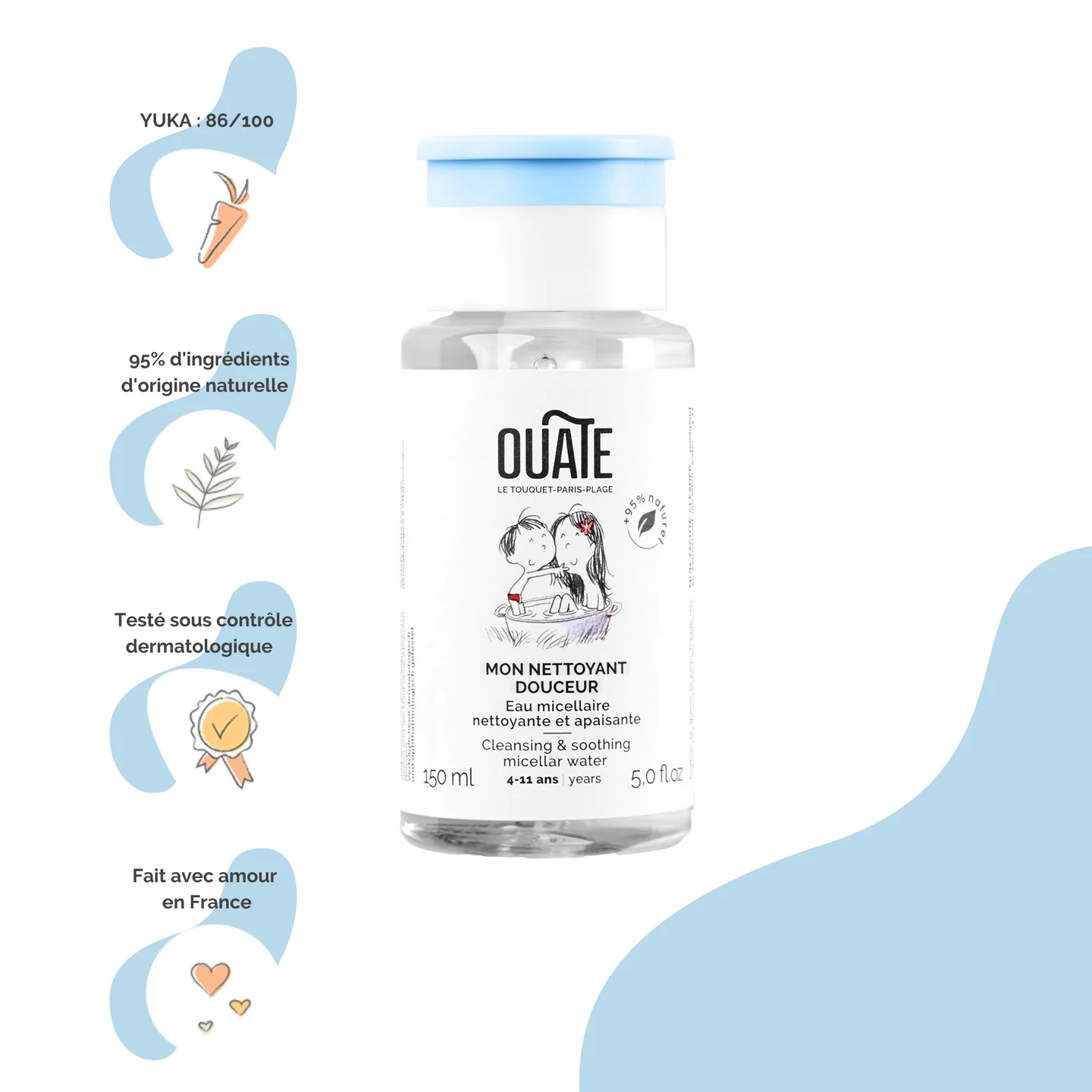 OUATE- MY GENTLE CLEANSER / Παιδικό καθαριστικό προσώπου για παιδιά 4-11 ετών. 150ml - Image 5