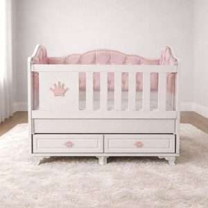 Βρεφική κούνια Princess Crown baby pink 1.20X60