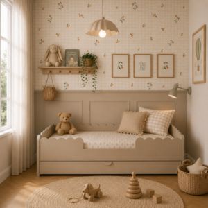 Παιδικό κρεβάτι latte Book Nook σε στυλ Montessori 80x160 με συρτάρι