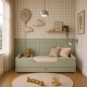 Παιδικό κρεβάτι Book Nook Sage σε στυλ Montessori 80x160 με συρτάρι