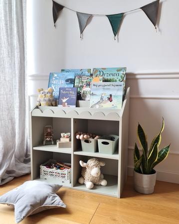 Βιβλιοθήκη Montessori Book Nook σε χρώμα sage – ράφι για παιδικά βιβλία και παιχνίδια - Image 3