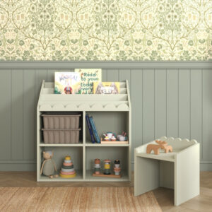 Βιβλιοθήκη Montessori Book Nook σε χρώμα sage – ράφι για παιδικά βιβλία και παιχνίδια