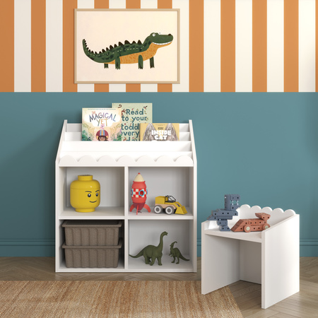 Βιβλιοθήκη Montessori Book Nook χρώμα snow – ράφι για παιδικά βιβλία και παιχνίδια